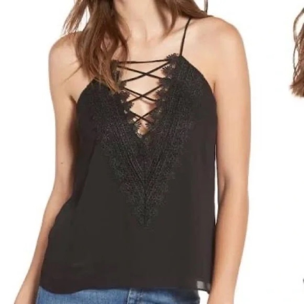 WAYF Black criss cross front tank top